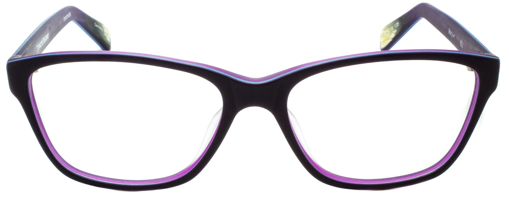 Edward Beiner Collection-Marcy-999-85s - Matte Plum w/ Blue. Front view. Handmade in Germany. Designer eyeglasses available exclusively at Edward Beiner Boutiques.