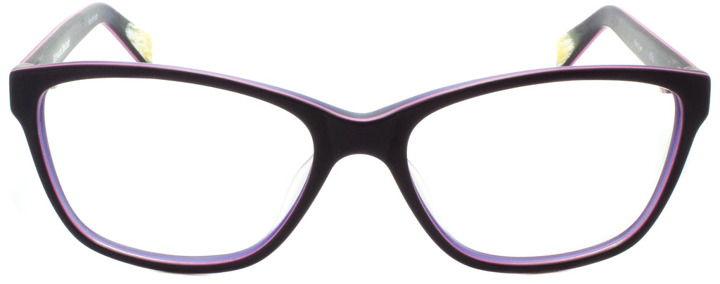 Edward Beiner Collection-Marcy-999-87s - Matte Plum w/ Pink . Front view. Handmade in Germany. Designer eyeglasses available exclusively at Edward Beiner Boutiques.