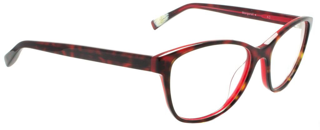 Edward Beiner Collection-Margaret-999-43 - Red. Side view. Handmade in Germany. Designer eyeglasses available exclusively at Edward Beiner Boutiques.